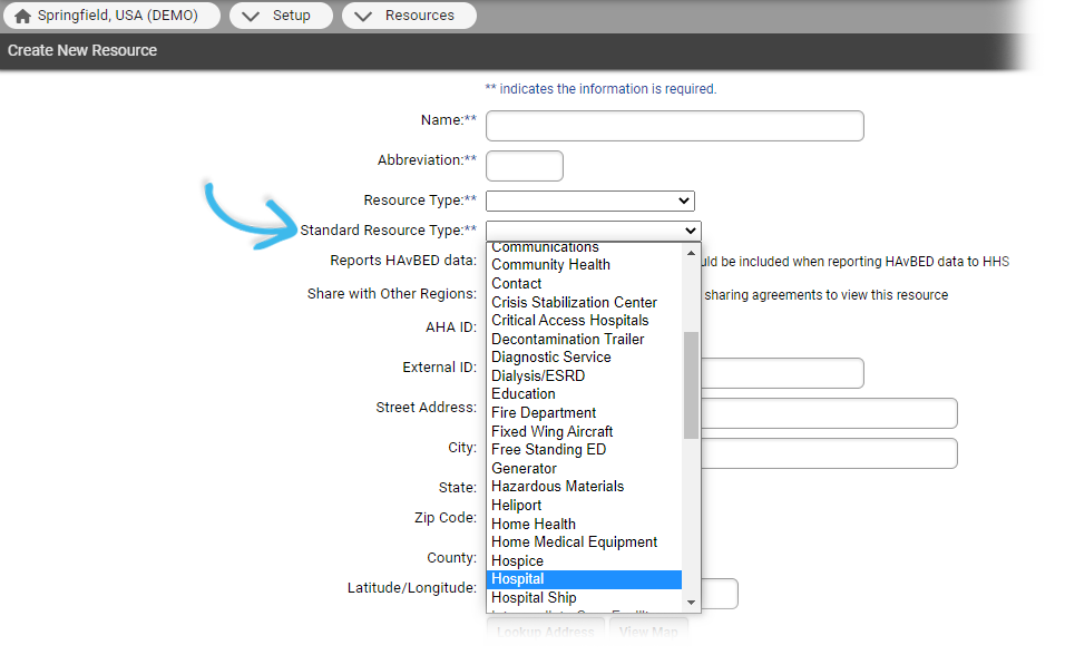 EMResource Standard Resource Type